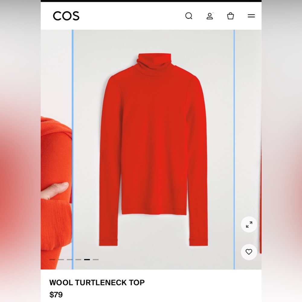 Cos red turtleneck wool long sleeve sweater